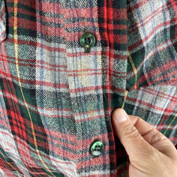 VTG Woolrich Flannel Shirt Red Green Wool Blend Plaid USA Made Men's XL Outdoor - Picture 5 of 8